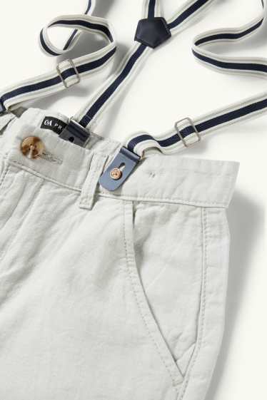 Kinder Buben - Bermudas mit Hosenträgern und Leinen-Anteil - mintgrün