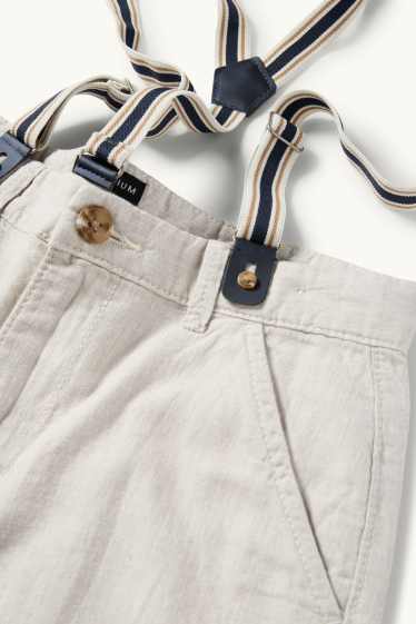 Děti - chlapci - Bermudy se šlemi a lněným podílem - světle béžová