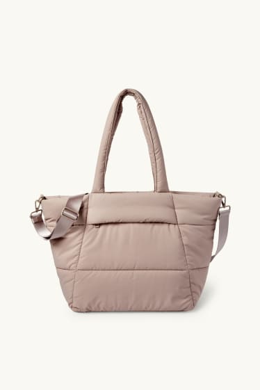 Dames - Grote shopper met afneembare draagriem - taupe
