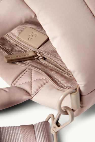 Dames - Grote, gewatteerde shopper met afneembare draagriem - beige