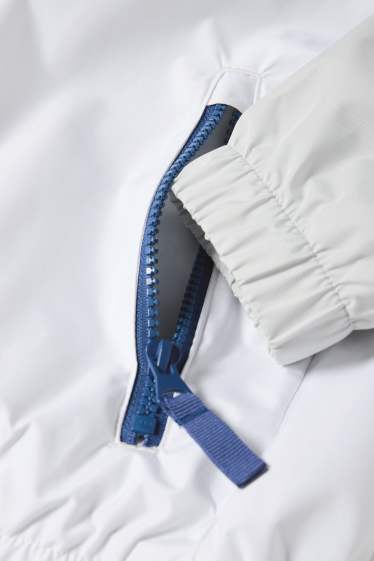 Kinder Buben - Jacke mit Kapuze - wasserabweisend - dunkelblau / weiß