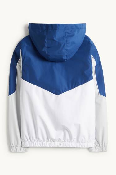 Kinder Buben - Jacke mit Kapuze - wasserabweisend - dunkelblau / weiß