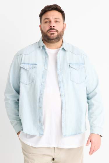 Bărbați - Cămașă din denim - regular fit - guler Kent - denim-albastru deschis