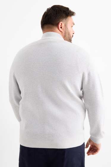 Hommes - Gilet de maille - côtelé - texturé - gris clair