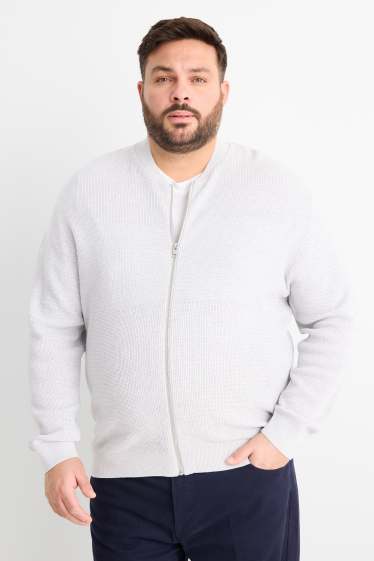 Hommes - Gilet de maille - côtelé - texturé - gris clair