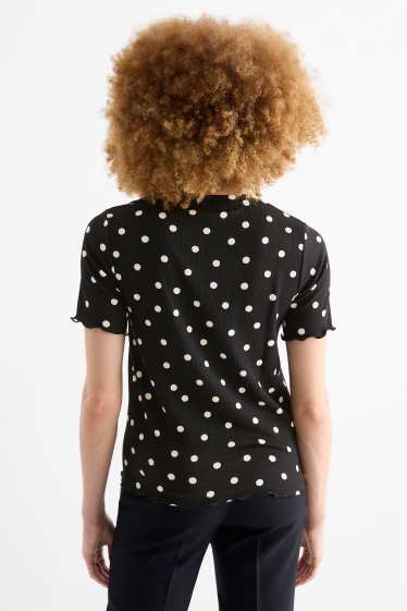 Damen - T-Shirt - Regular Fit - gepunktet - schwarz