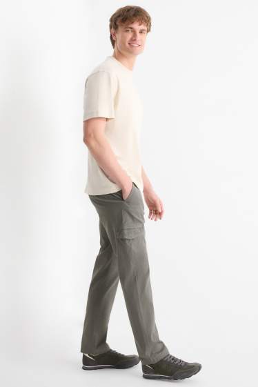 Bărbați - Pantaloni cargo - tapered fit - structurați - gri închis
