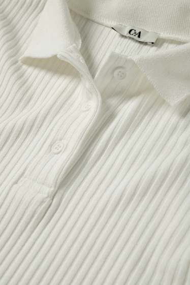 Dona - Polo - slim fit - acanalat - blanc