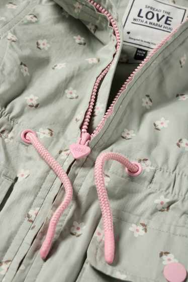 Kinder Mädchen - Blume - Parka mit Kapuze - mintgrün