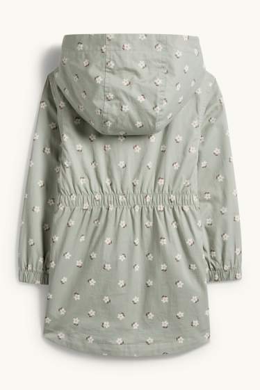 Kinder Mädchen - Blume - Parka mit Kapuze - mintgrün