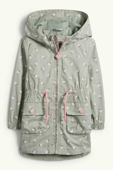 Kinder Mädchen - Blume - Parka mit Kapuze - mintgrün