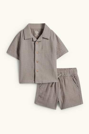 Bébés garçons - Tenue pour bébé - 2 pièces - finition texturée - gris