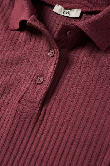 Dona - Polo - slim fit - acanalat - bordeus