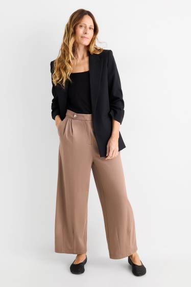 Damen - Jersey-Hose - High Waist - Barrel Leg - hellbraun