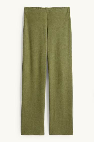 Damen - Straight Leggings - gerippt - grün