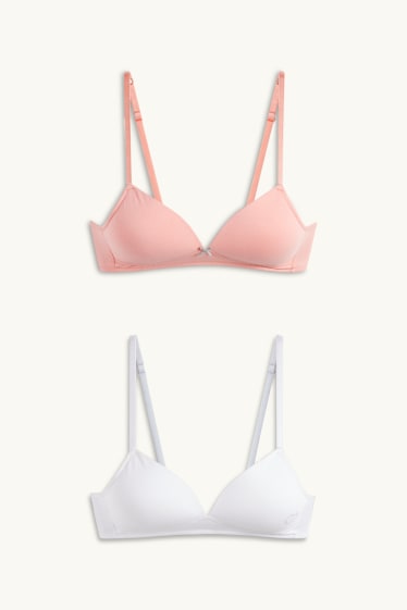 Kinder Mädchen - Multipack 2er - Herz - BH ohne Bügel - wattiert - coral
