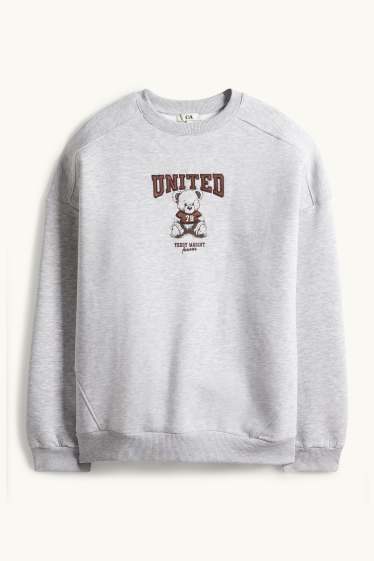 Damen - Oversized-Sweatshirt - hellgrau-melange