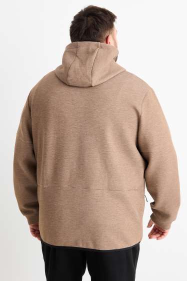 Hommes - Sweat zippé en molleton à capuche - marron