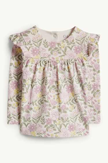 Bebeluși - fete - Floricele - compleu bebeluși - 3 piese - verde deschis