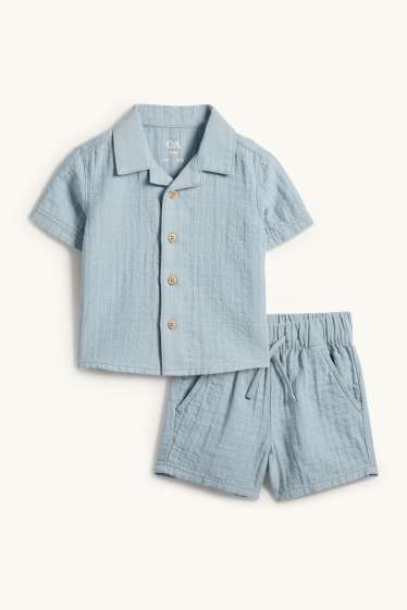 Bébés garçons - Tenue pour bébé - 2 pièces - finition texturée - bleu clair