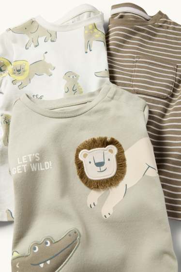 Baby Jungen - Multipack 3er - Wildtiere - Kurzarmshirt - beige