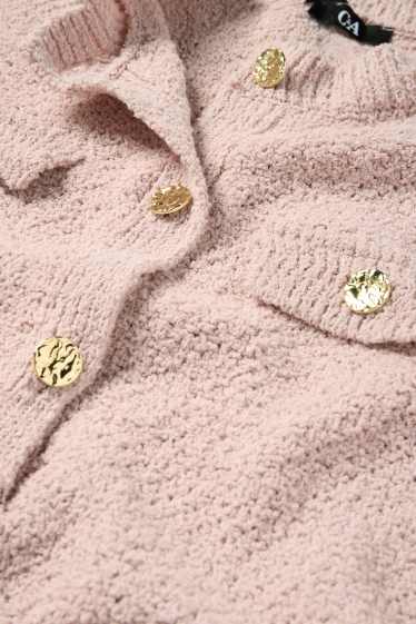 Kobiety - Kardigan z tkaniny bouclé - jasnoróżowy