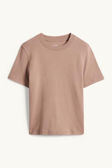 Femmes - T-shirt - slim fit - marron