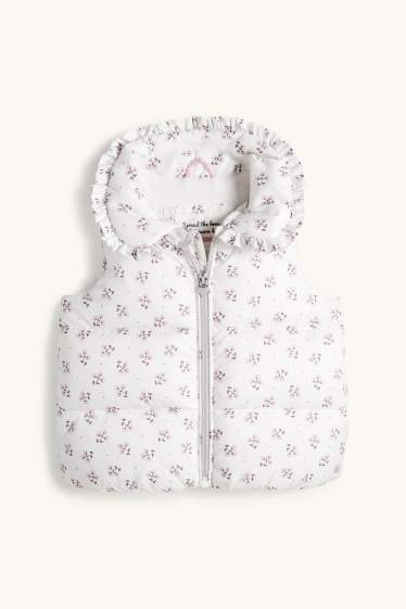 Neonate - Fiori - gilet trapuntato neonate - idrorepellente - bianco crema