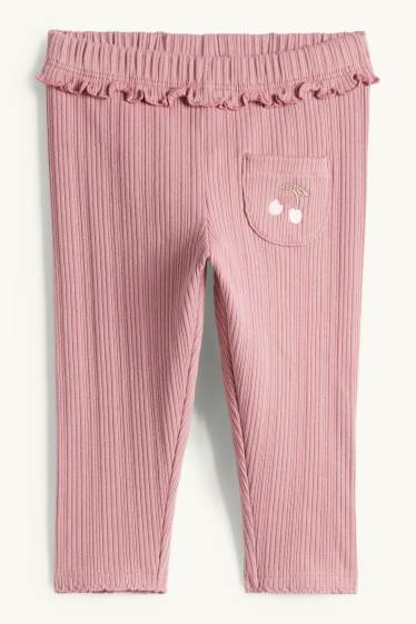 Bebeluși - fete - Cireșe - compleu bebeluși - reiat - 2 piese - alb / roz