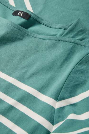 Women - Long sleeve top - regular fit - green / cremewhite