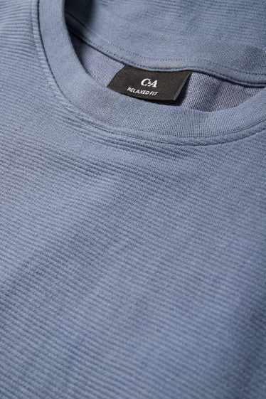 Men - T-shirt - relaxed fit - ribbed - dark blue