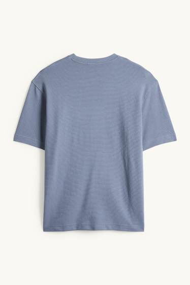 Men - T-shirt - relaxed fit - ribbed - dark blue