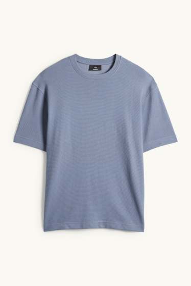Men - T-shirt - relaxed fit - ribbed - dark blue
