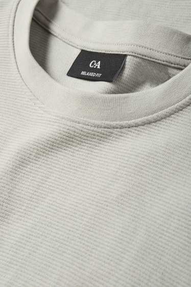 Hommes - T-shirt - relaxed fit - finition côtelée - gris clair