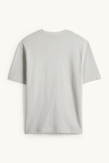 Hommes - T-shirt - relaxed fit - finition côtelée - gris clair