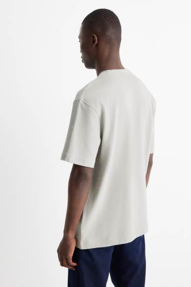 Hommes - T-shirt - relaxed fit - finition côtelée - gris clair
