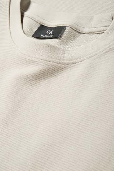 Bărbați - Tricou - relaxed fit - reiat - bej