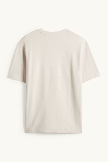 Bărbați - Tricou - relaxed fit - reiat - bej