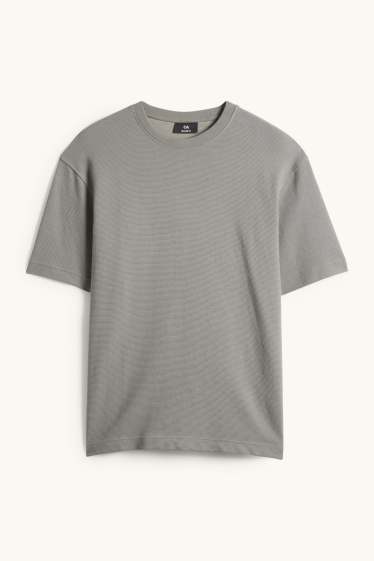 Men - T-shirt - relaxed fit - ribbed - gray