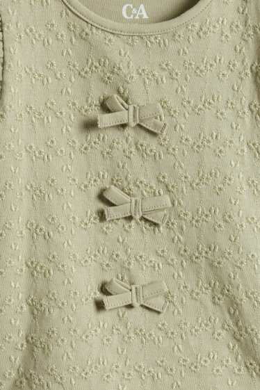 Baby Mädchen - Multipack 3er - Blümchen - Baby-Crochet-Kurzarmshirt - grün / rosa