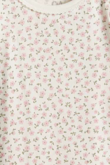 Baby Mädchen - Multipack 3er - Blümchen - Baby-Crochet-Kurzarmshirt - grün / rosa