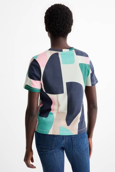 Dames - T-shirt - slim fit - met patroon - groen