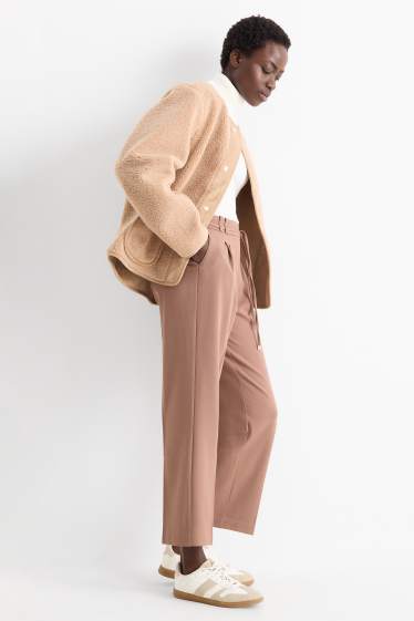 Damen - Stoffhose - High Waist - Tapered Fit - beige