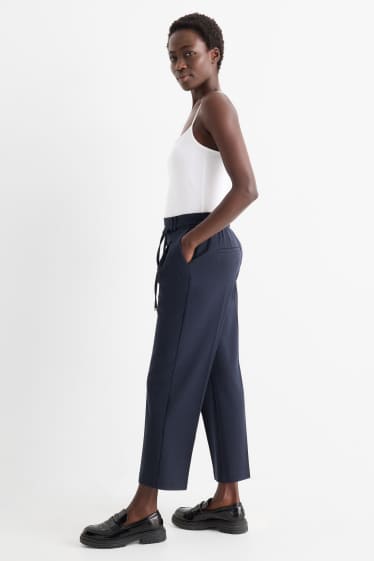 Damen - Stoffhose - High Waist - Tapered Fit - dunkelblau