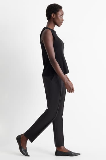 Donna - Pantaloni di stoffa - vita media - tapered fit - nero