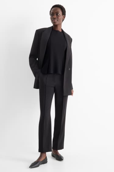 Donna - Pantaloni di stoffa - vita media - tapered fit - nero