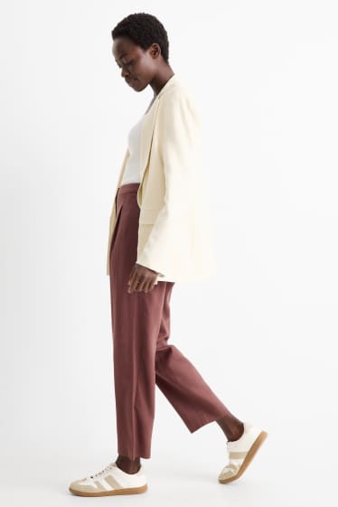 Dames - Business-broek - mid waist - regular fit - linnenmix - bruin