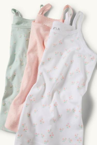 Kinder Mädchen - Multipack 3er - Blume - Singlet - mintgrün