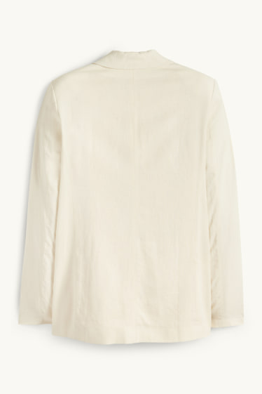 Damen - Longblazer - Regular Fit - Leinen-Mix - cremefarben