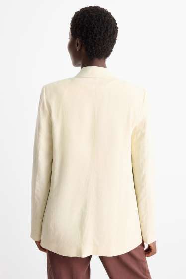 Damen - Longblazer - Regular Fit - Leinen-Mix - cremefarben